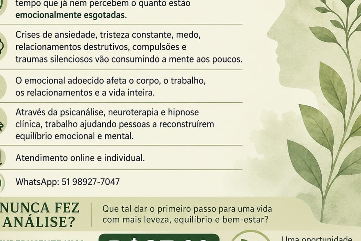 Psicanálise e neuroterapia com hipnose, regressão 